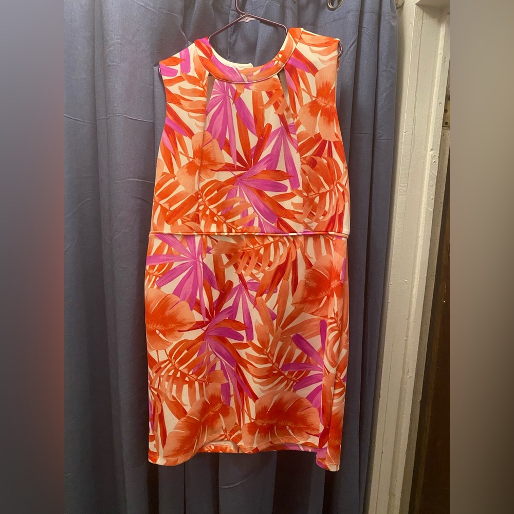 Orange and Pink Scoop Neck Sundress